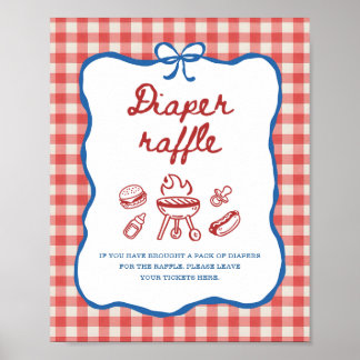 Blöja Lotteri Baby Q BBQ Par Baby Shower Poster