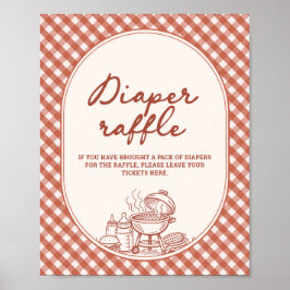 Blöja Lotteri Baby Q Grill Par Baby Shower Poster