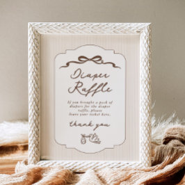Blöja lotteri Bebe Cafe Brun Båge Handritad Poster