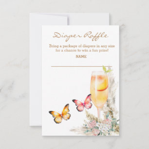 Blöja Lotteri Bellini Fjäril Baby shower Inbjudningar