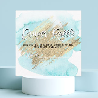 BLÖJA LOTTERI Biljett Blå Guld POJKE Baby Shower Tilläggskort