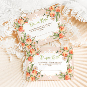 Blöja Lotteri Blommig Persika Baby Shower Tilläggskort