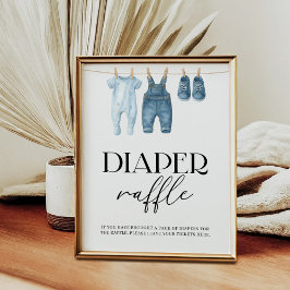 Blöja Lotteri Denim Blå Jean Baby Shower Poster