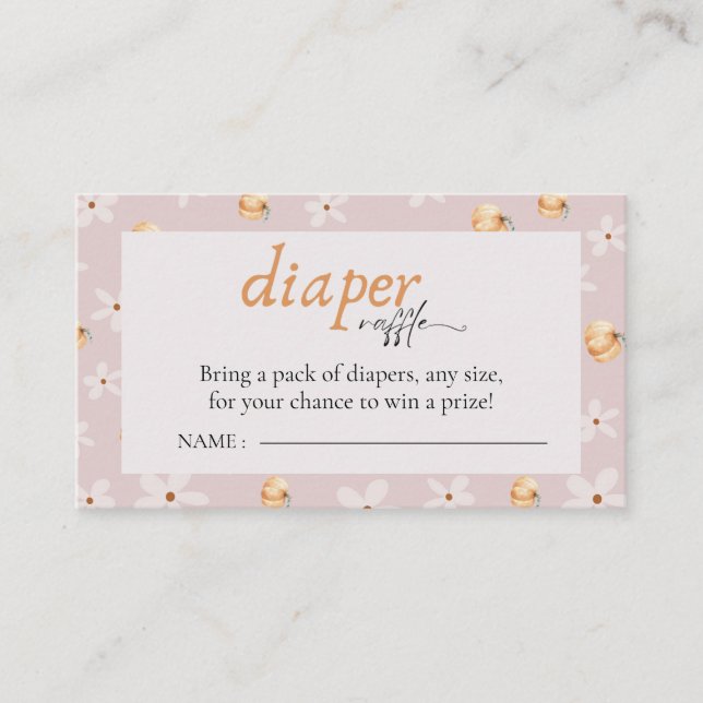 Blöja Lotteri En Liten Pumpa Höst Bebis Shower Tilläggskort (Framsida)