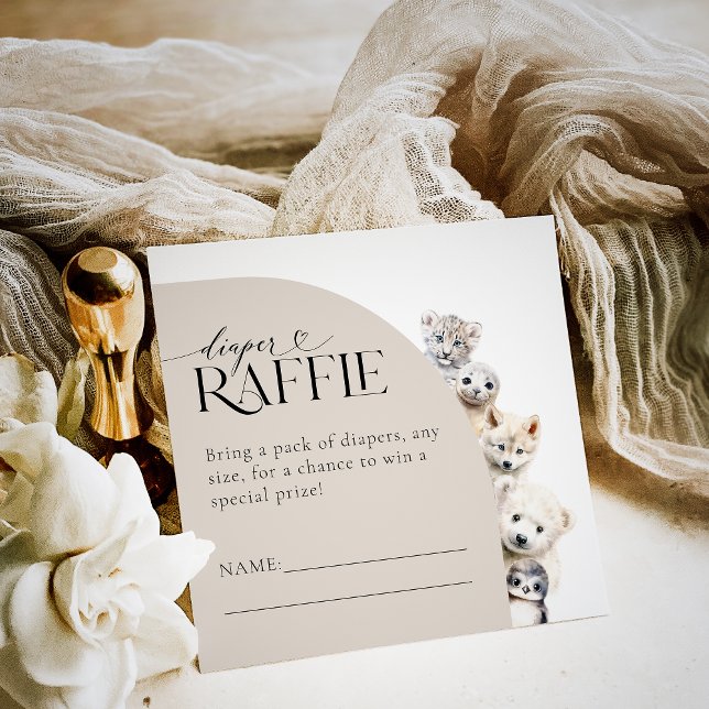 Blöja Lotteri för Babykalas med Vinterdjur Tema Tilläggskort (Skapare uppladdad)