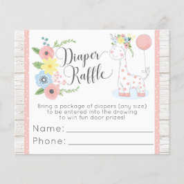 Blöja Lotteri Giraff Baby Shower Spel Inträdeskort Flygblad