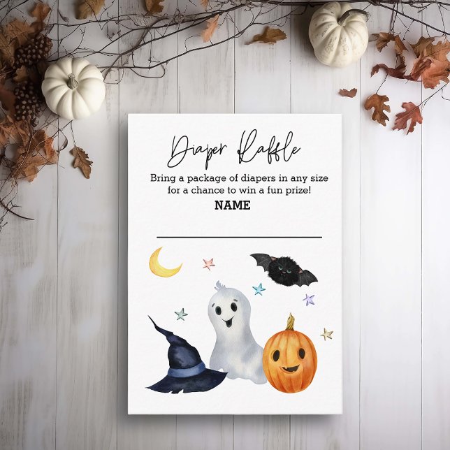 Blöja Lotteri Halloween Spöke Boo Akvarell Tilläggskort (Skapare uppladdad)
