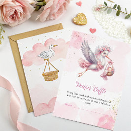 Blöja Lotteri Kort – Rosa Stork Baby Flick Shower