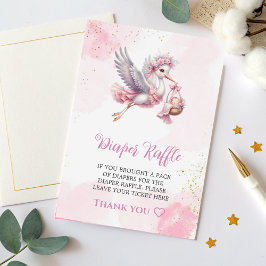 Blöja Lotteri Kort Rosa Stork Baby Girl Tema