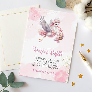 Blöja Lotteri Kort Rosa Stork Baby Girl Tema