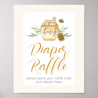 Blöja Lotteri Liten Honey Bee Baby Shower Bord Poster