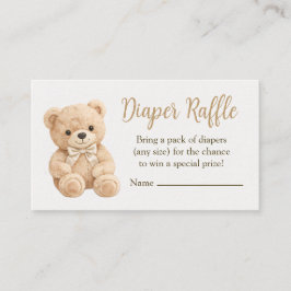 Blöja Lotteri Neutral Nalle Babyshower Boho Tilläggskort