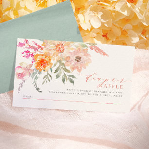 Blöja Lotteri Rosa & Teal Vår Baby Shower Tilläggskort