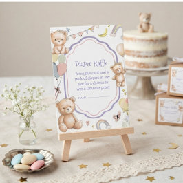 Blöja Lotteri Söt Teddybjörn Bebis Shower  Tilläggskort