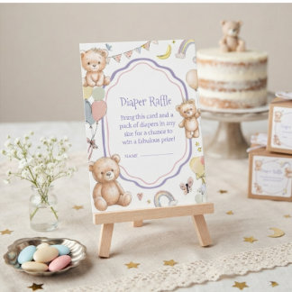 Blöja Lotteri Söt Teddybjörn Bebis Shower  Tilläggskort