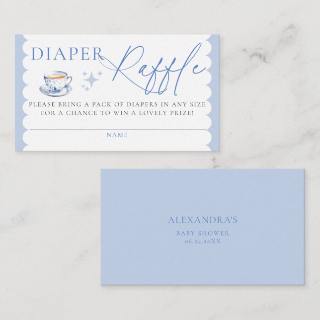 Blöja Lotteri Tea Brewing Script Pojk Babyshower Tilläggskort (Fram/baksida)
