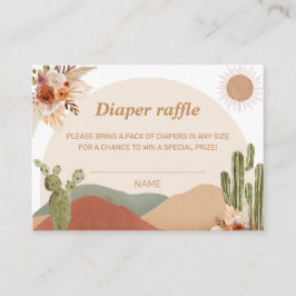 Blöja-Lotteriet Baby Shower | Boho Sydvästra Öken Tilläggskort