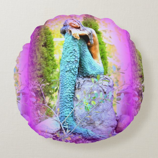 blöjande sjöjungfru runt dekorativ kudde (Framsidan)