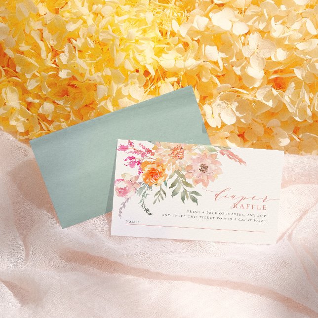 Blöjlotteri | Blush & Teal vårens baby shower Tilläggskort (Skapare uppladdad)