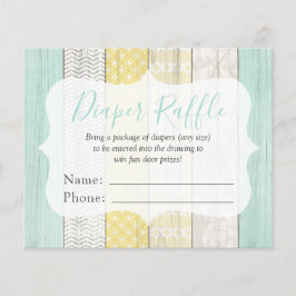 Blöjlotteri Mint & Gul Baby Shower Deltagarkort Flygblad