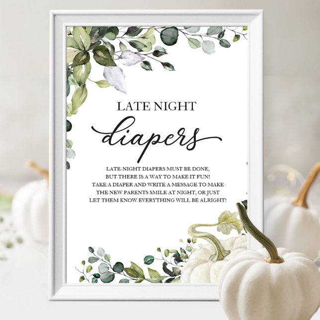 Blöjor på natten Baby Shower Spelskylt Poster (Skapare uppladdad)