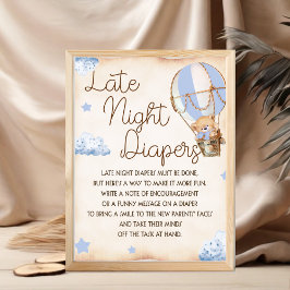 Blöjor på sena natten Baby Shower Spelskylt Poster