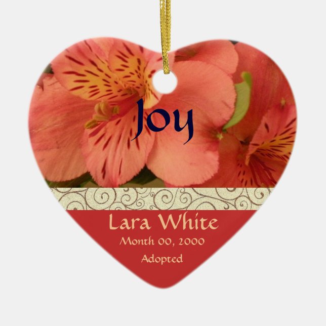 Blom- adoptionmeddelandeminnessak julgransprydnad keramik (Framsidan)