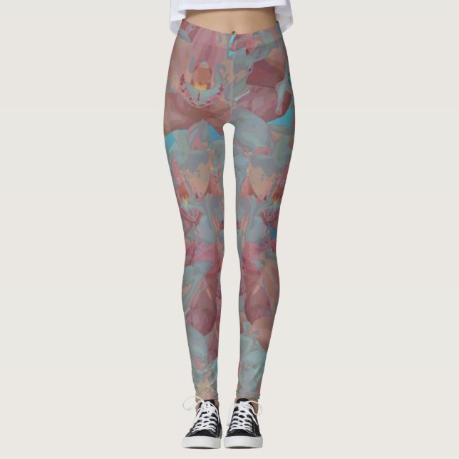 Blom- akrylMålning-Ro rosor Leggings (Framsida)