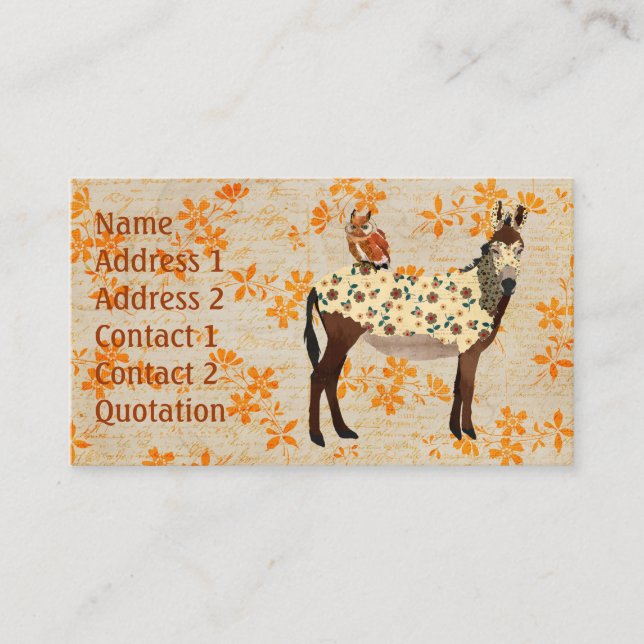 Blom- åsna- & ugglavisitkort visitkort (Framsida)