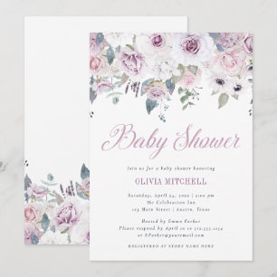 Blom- baby shower för Violetrodnad Inbjudningar