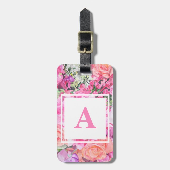 Blom- bagagemärkre för vattenfärg bagagebricka (Vertikal Framsida)