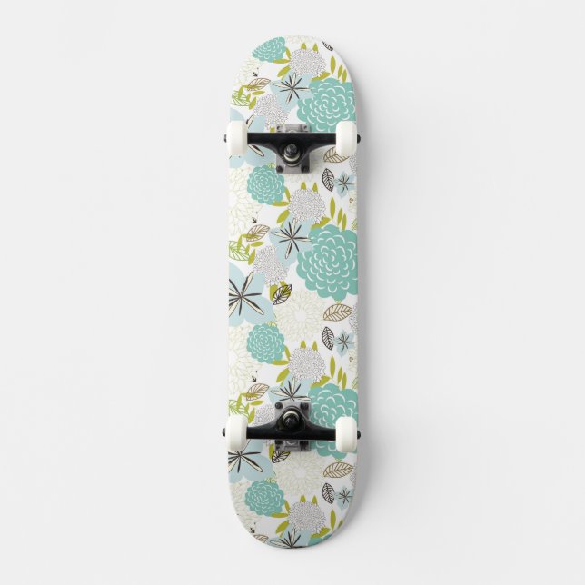 Blom- bakgrund 5 skateboard bräda 21,5 cm (Framsida)