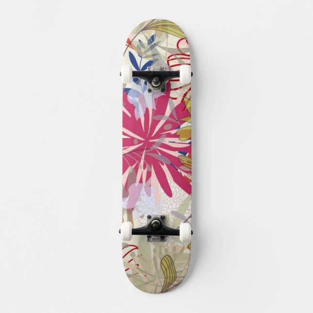Blom- bakgrund 6 skateboard bräda 19,5 cm (Framsida)