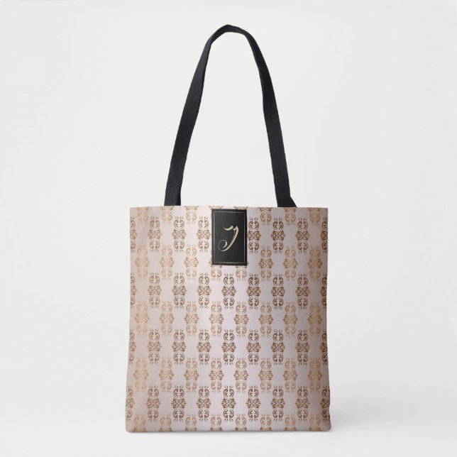 Blom- barockt stilmönster. Monogram. Tygkasse (Framsida)