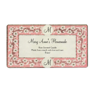 Blom- beställnings- etikett för rosa Monogram Fraktsedel