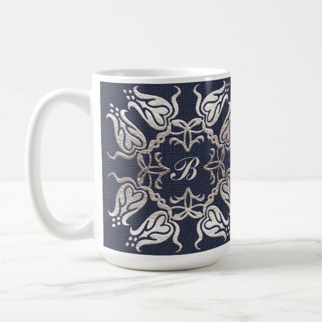 blom- blåttmönster för barock stil kaffemugg (Vänster)