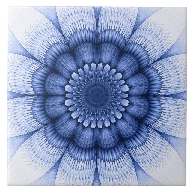 Blom- blåttmönster kakelplatta (Framsidan)