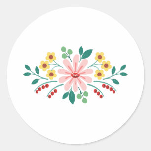 Blom- blommagräns runt klistermärke
