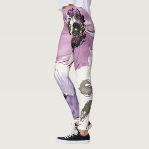 Blom- blommor för Waltzplommonvattenfärg Leggings