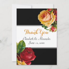 Blom- bohemiskt rött och gul ros tack kort
