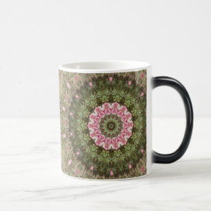 Blom- Boho etnisk Kaleidoscope, rosagröntbrunt Magisk Mugg