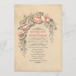 Blom- botaniskt bröllop för vintage inbjudningar