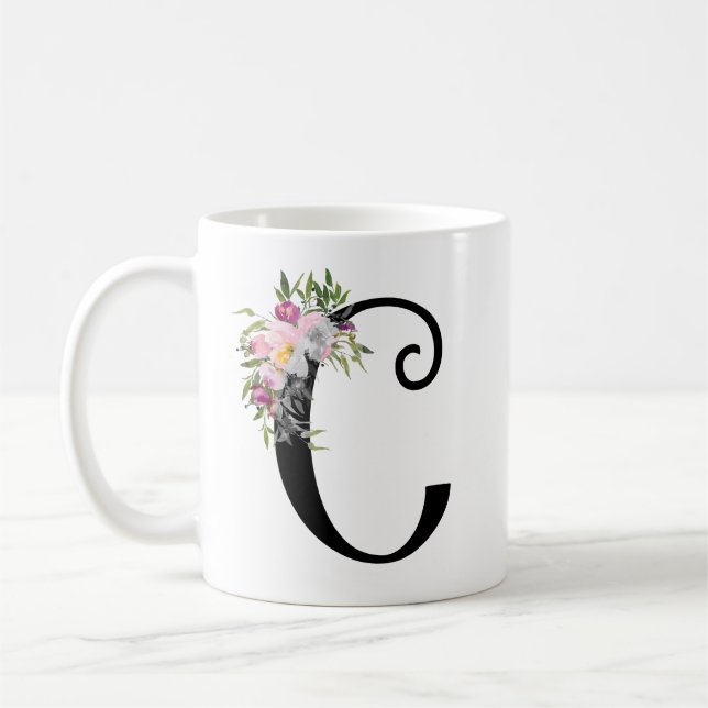 Blom- brev C, Monogramkonstmugg för vattenfärg Kaffemugg (Vänster)