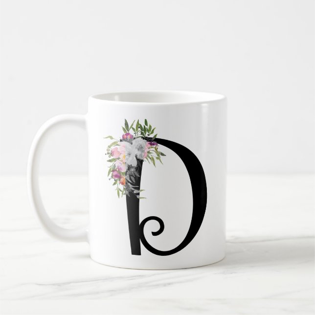 Blom- brev D, Monogramkonstmugg för vattenfärg Kaffemugg (Vänster)