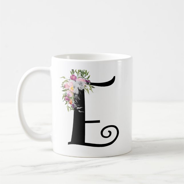 Blom- brev E, Monogramkonstmugg för vattenfärg Kaffemugg (Vänster)