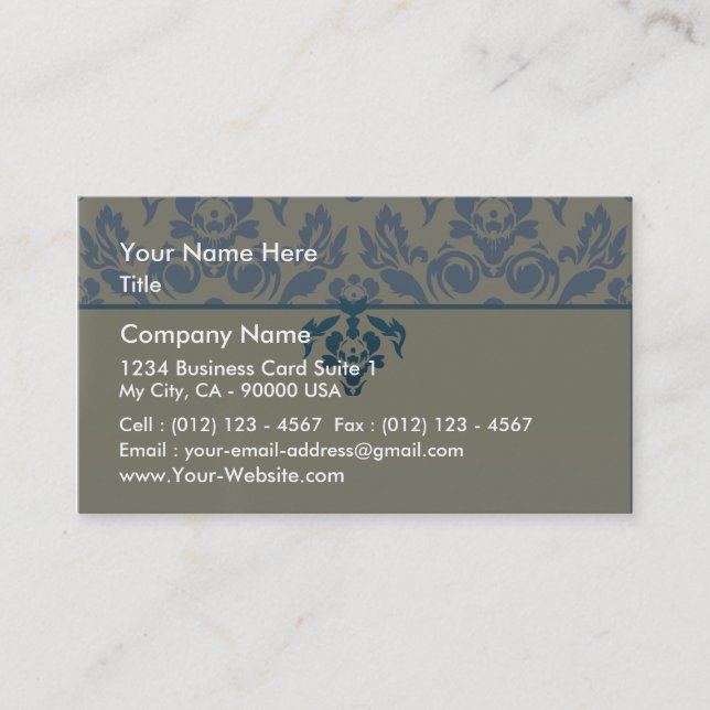 Blom- bröllopgåva för stilfulla blått visitkort (Framsida)