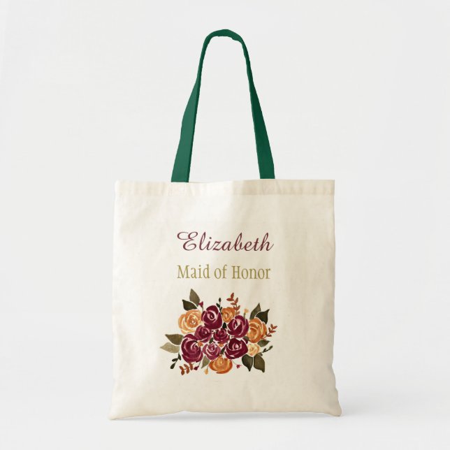 Blom- brud- brudtärna för vinro med namn tygkasse (Framsidan)