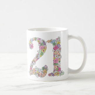 Blom- bukett 21st 21 numrerar födelsedagmugggåvan kaffemugg