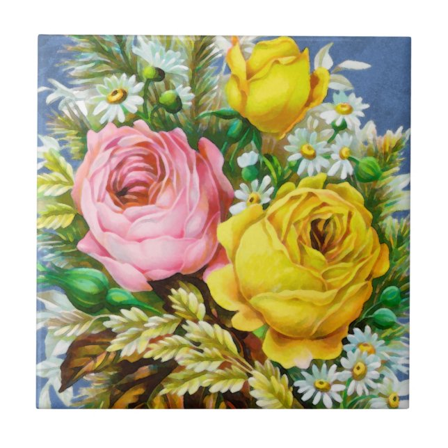 Blom- bukettvattenfärg för höst kakelplatta (Framsidan)