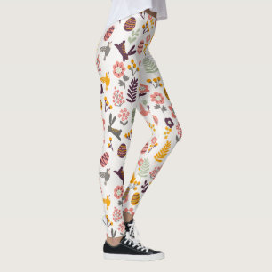 Blom- damasker för påskvårmönster leggings